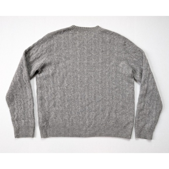 READ J Crew Italian Cashmere Sweater Mens Large Gray Cable Knit Crewneck - Picture 8 of 8